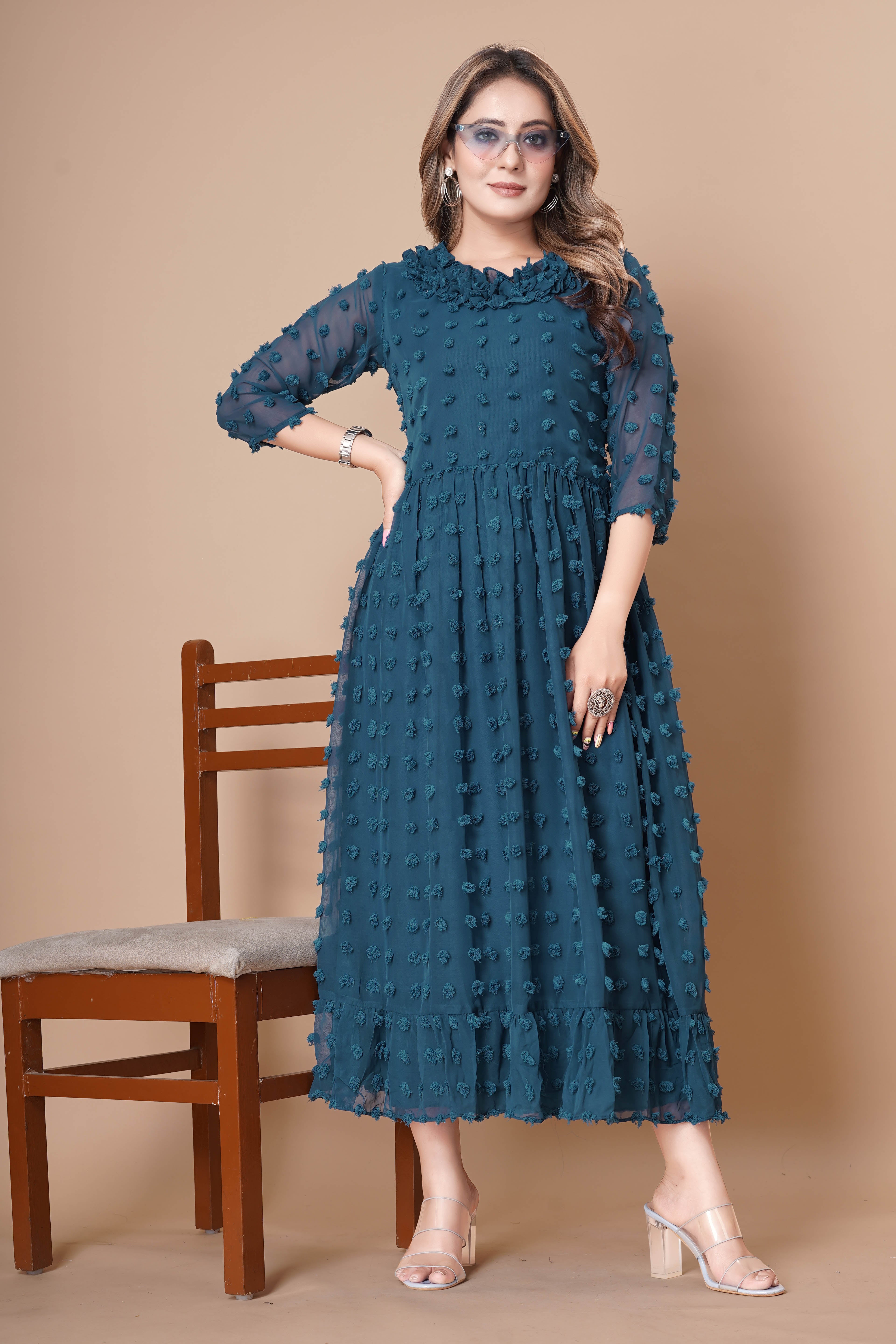 Women Casual Georgette Fency Design Dress