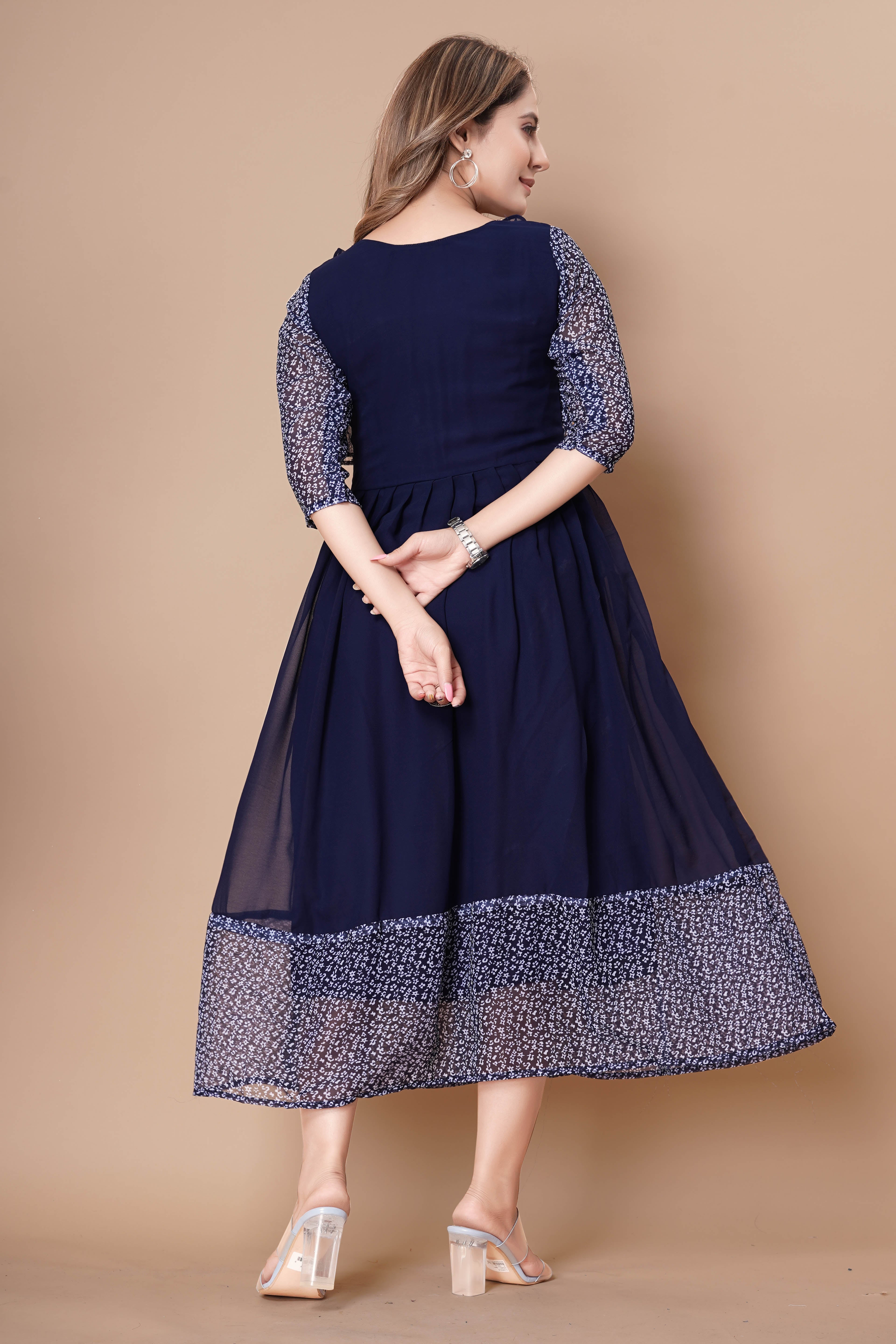 Women Georgette With Digital Printed Freel Layer Dress For Women Casual Wear Office Wear and Function Wear