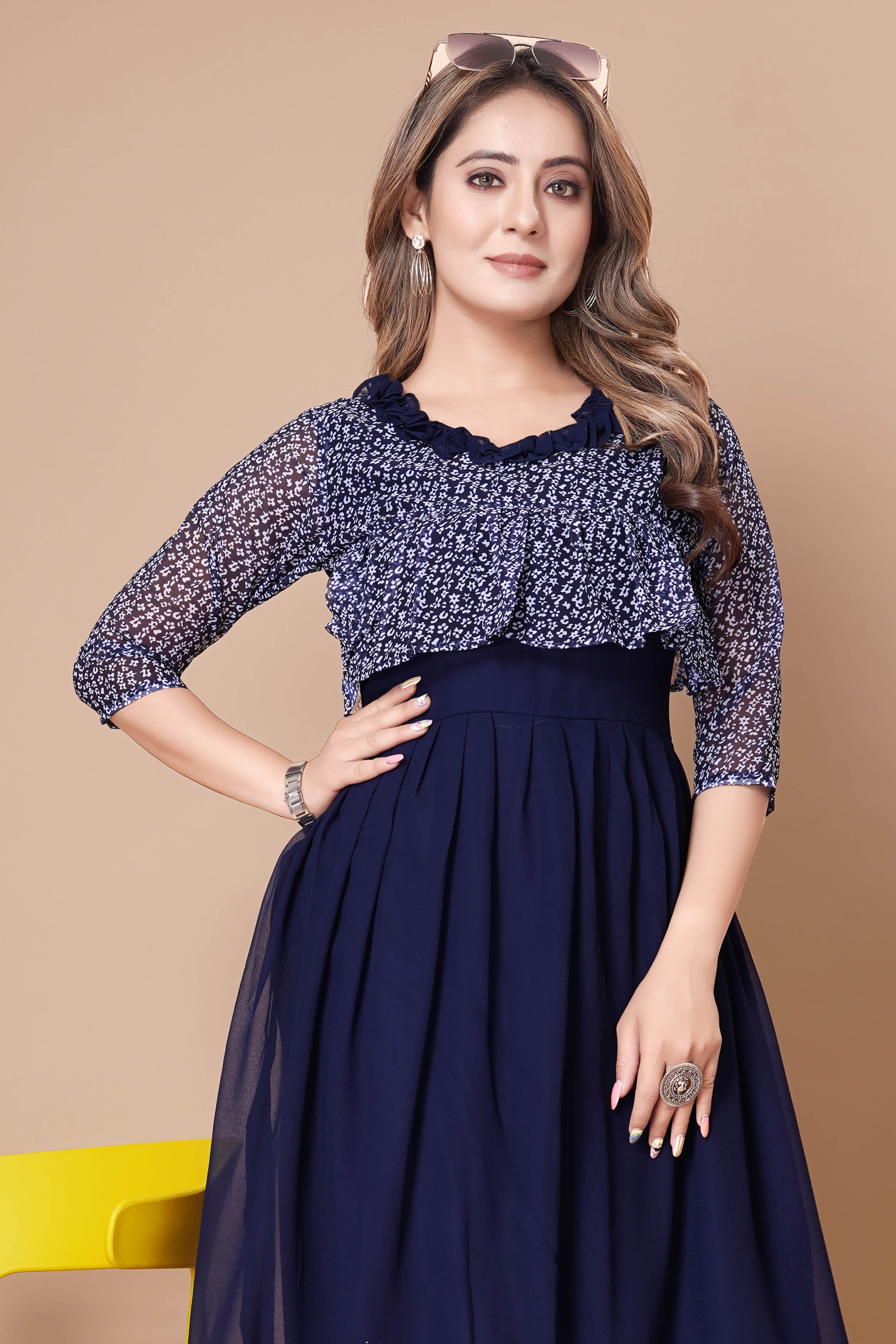 Women Georgette With Digital Printed Freel Layer Dress For Women Casual Wear Office Wear and Function Wear