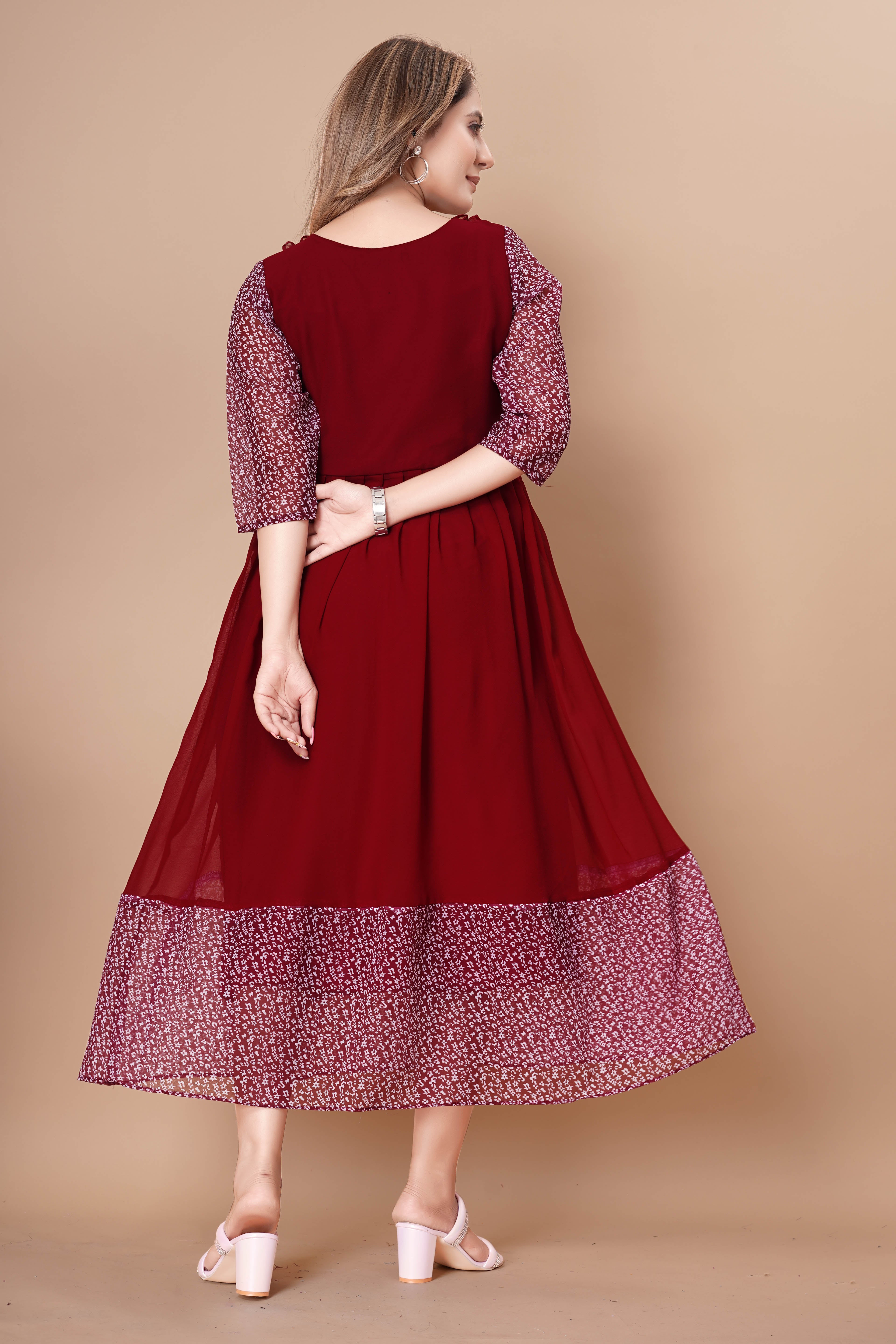 Women Georgette With Digital Printed Freel Layer Dress For Women Casual Wear Office Wear and Function Wear