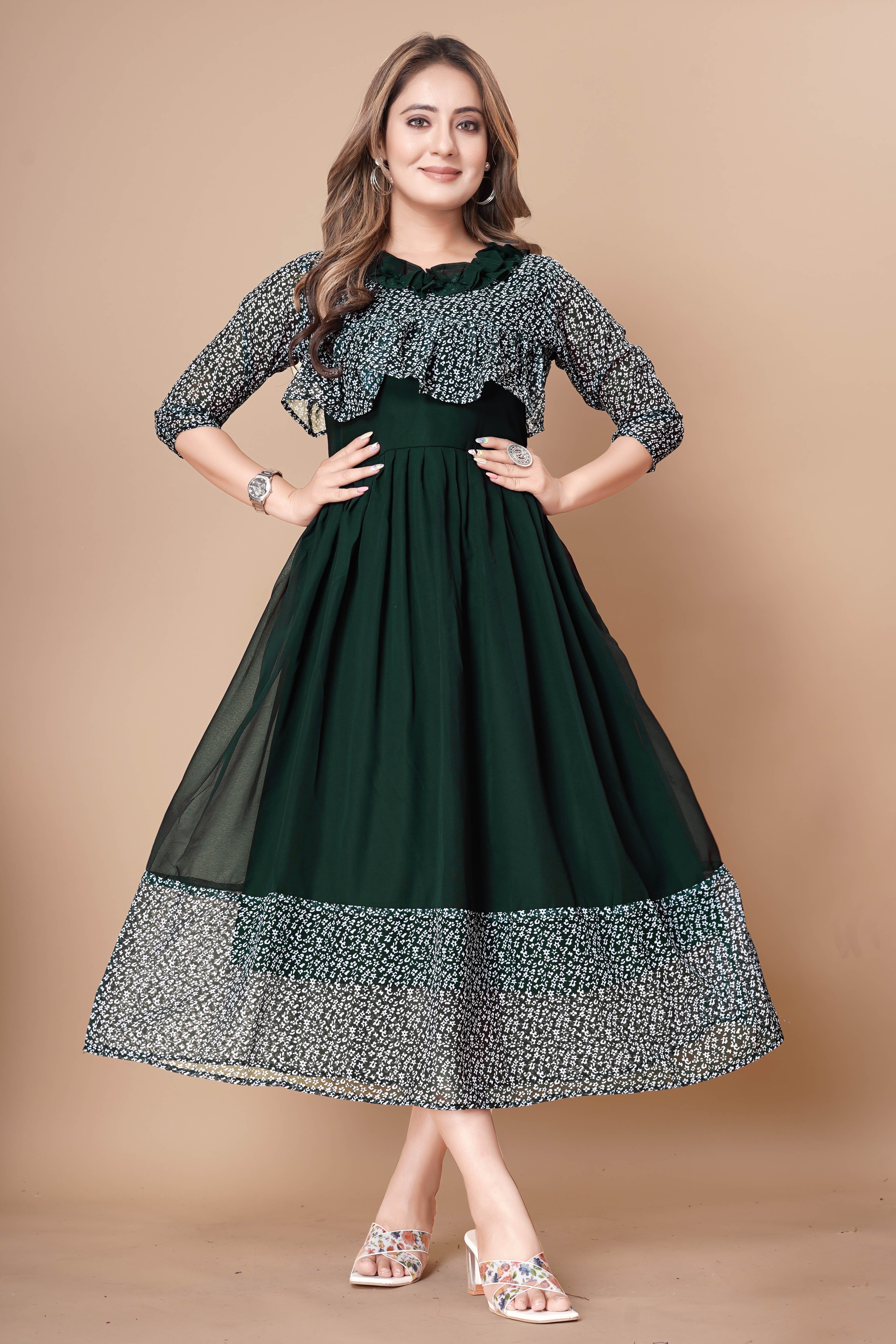Women Georgette With Digital Printed Freel Layer Dress For Women Casual Wear Office Wear and Function Wear