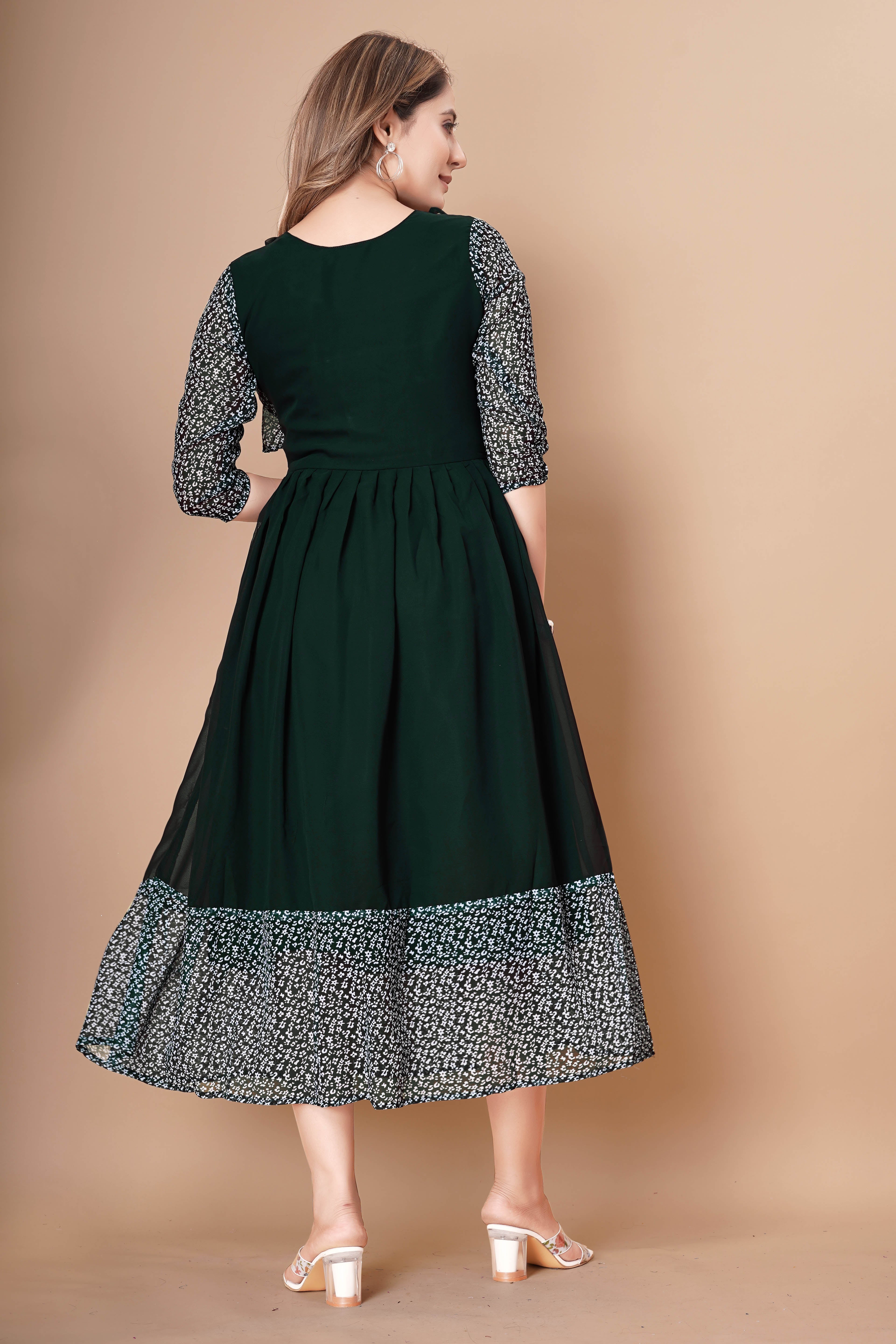 Women Georgette With Digital Printed Freel Layer Dress For Women Casual Wear Office Wear and Function Wear