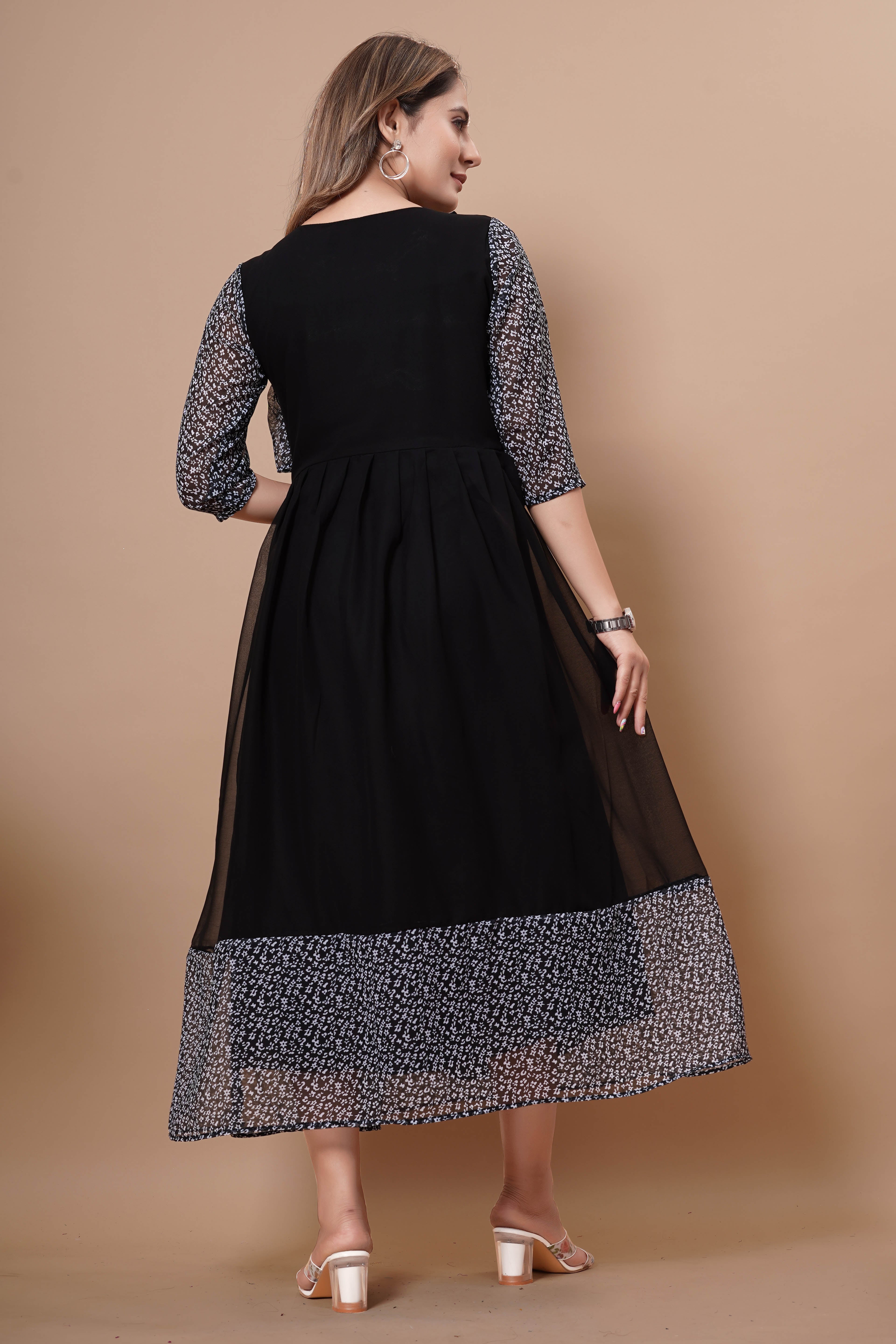 Women Georgette With Digital Printed Freel Layer Dress For Women Casual Wear Office Wear and Function Wear