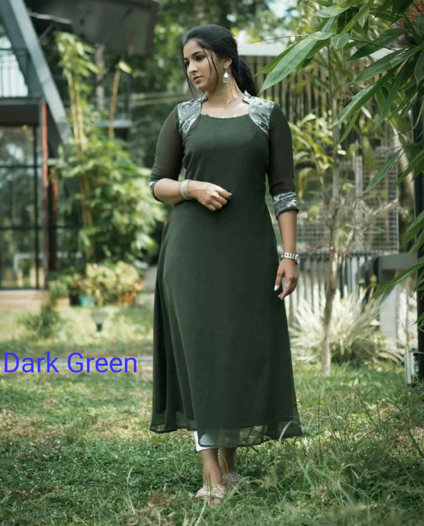 Faux Georgette Women A Line With Digital Print Dress For Casual look And Function Wear and Office Wear