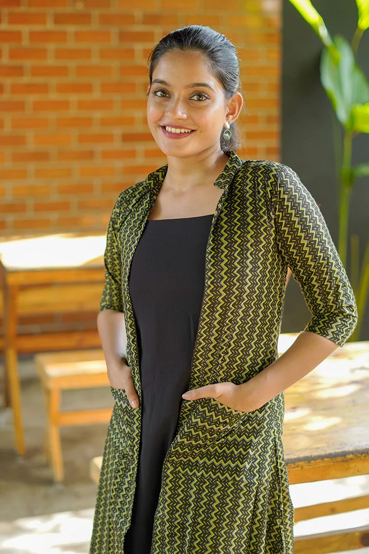Women Digital Printed Green Color Jacket Koti Dress For Casual look And Partywear look And Traditionally look