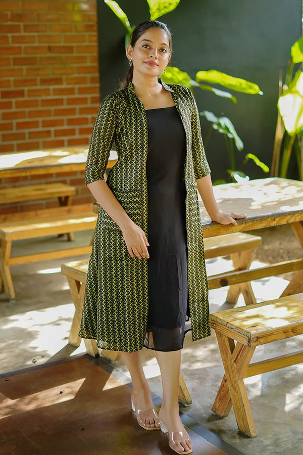 Women Digital Printed Green Color Jacket Koti Dress For Casual look And Partywear look And Traditionally look