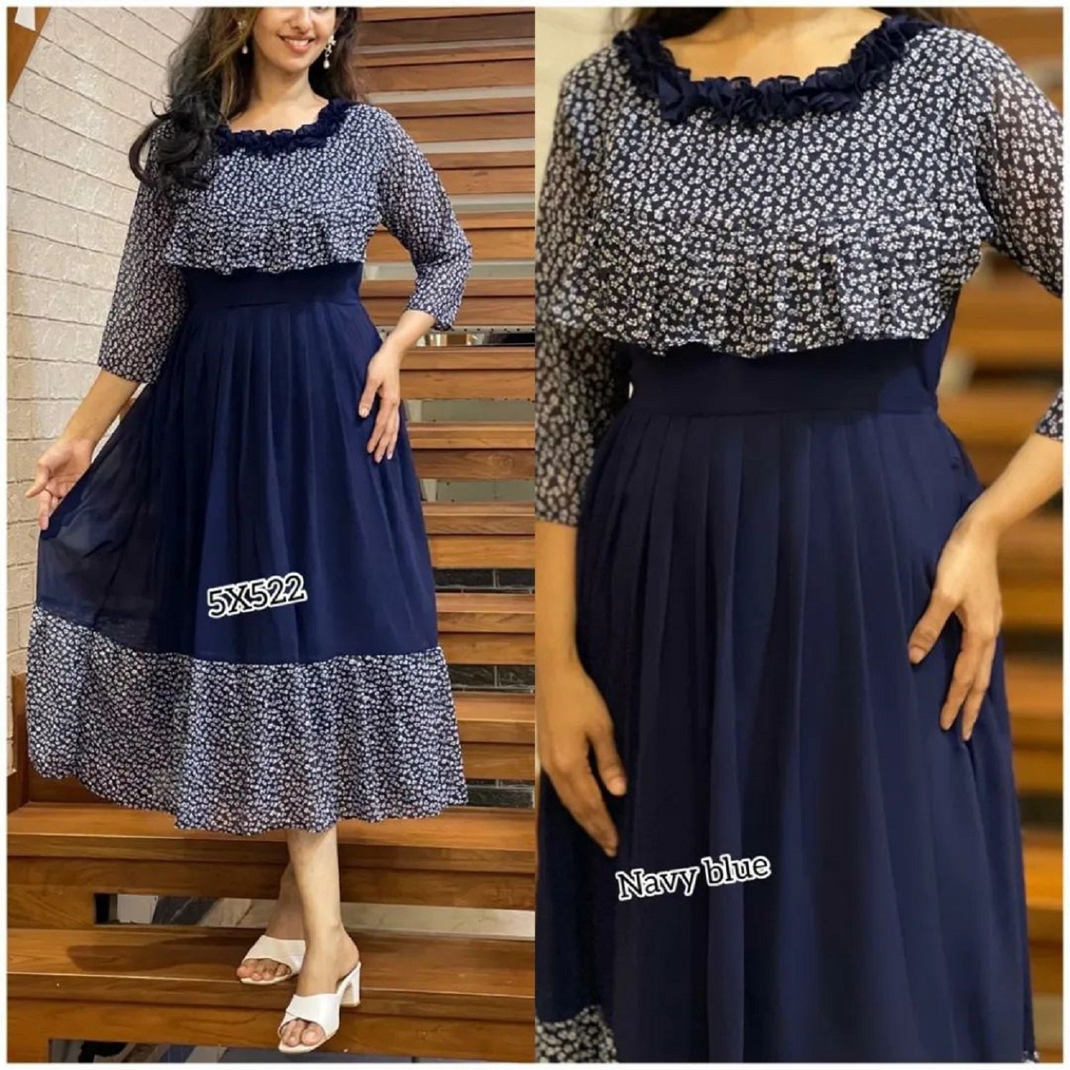 Women Georgette With Digital Printed Freel Layer Dress For Women Casual Wear Office Wear and Function Wear (Copy)