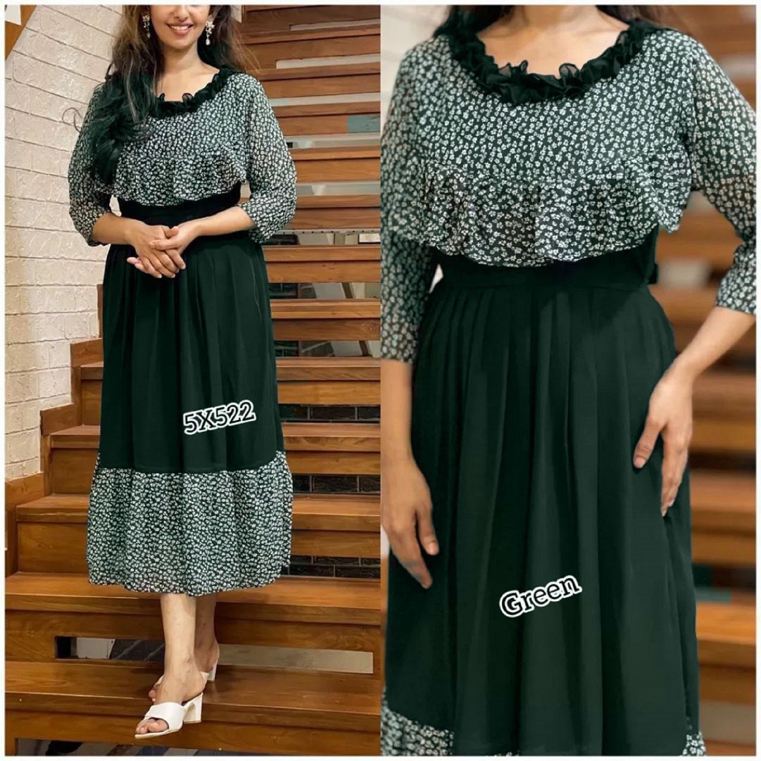 Women Georgette With Digital Printed Freel Layer Dress For Women Casual Wear Office Wear and Function Wear (Copy)