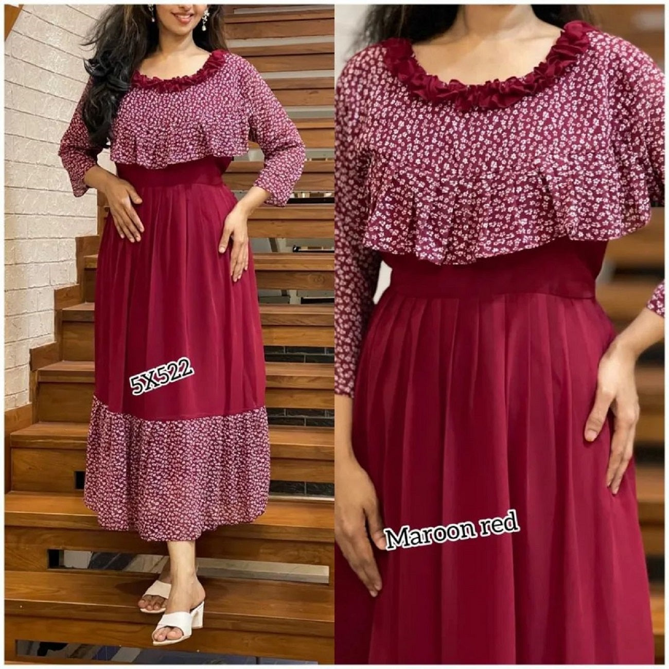 Women Georgette With Digital Printed Freel Layer Dress For Women Casual Wear Office Wear and Function Wear (Copy)