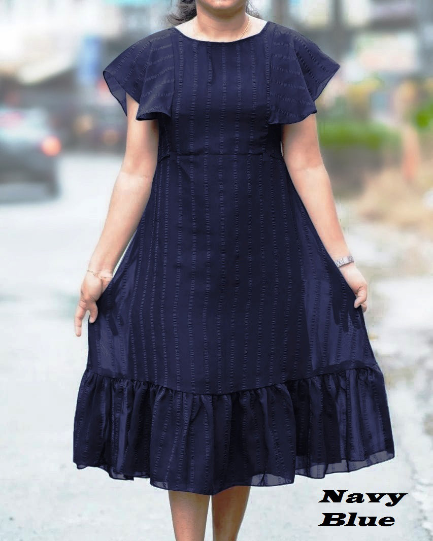 Women Georgette Fabric A Line Freel Dress For Office Wear Casual Wear Daily Wear And Festival Wear