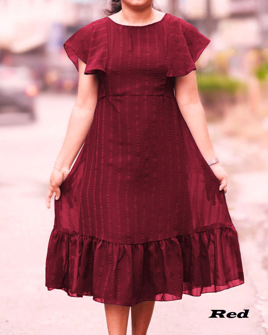 Women Georgette Fabric A Line Freel Dress For Office Wear Casual Wear Daily Wear And Festival Wear