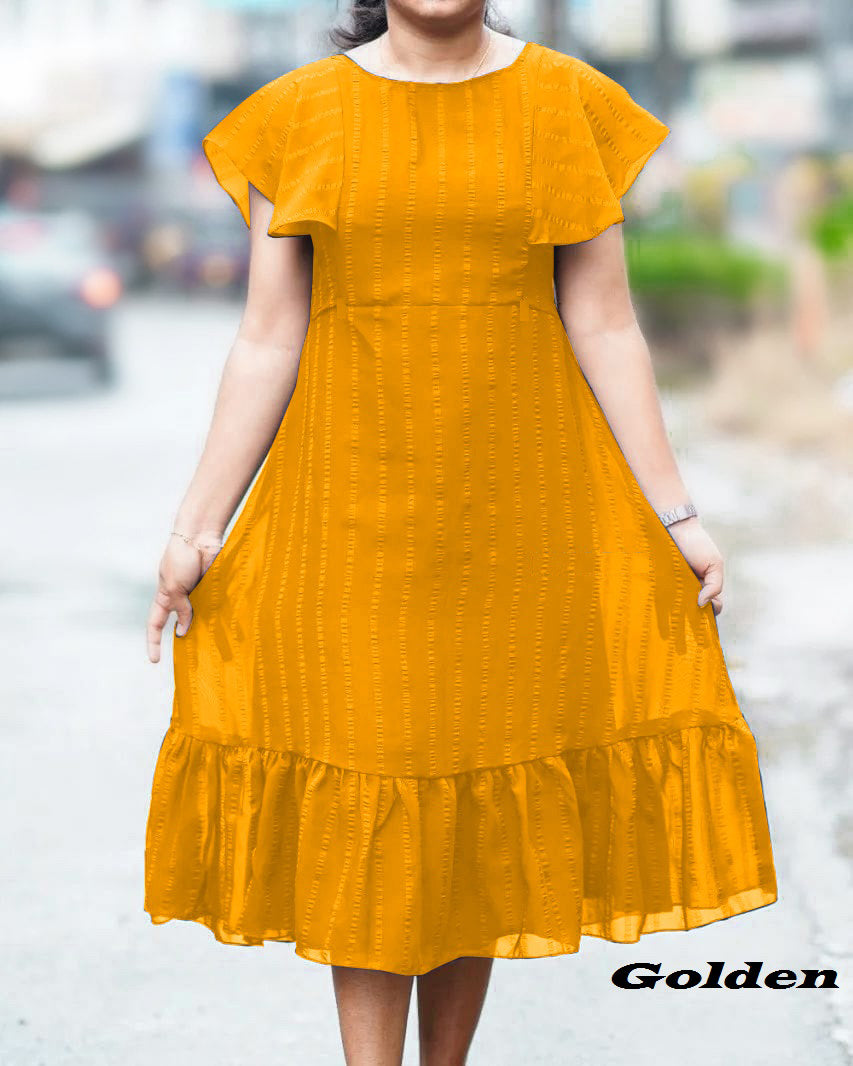Women Georgette Fabric A Line Freel Dress For Office Wear Casual Wear Daily Wear And Festival Wear