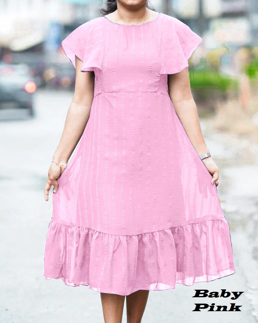Women Georgette Fabric A Line Freel Dress For Office Wear Casual Wear Daily Wear And Festival Wear