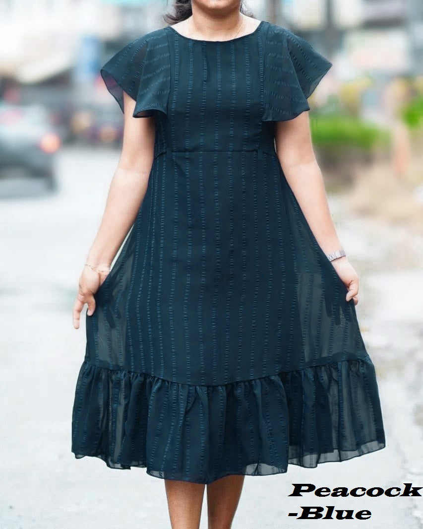 Women Georgette Fabric A Line Freel Dress For Office Wear Casual Wear Daily Wear And Festival Wear