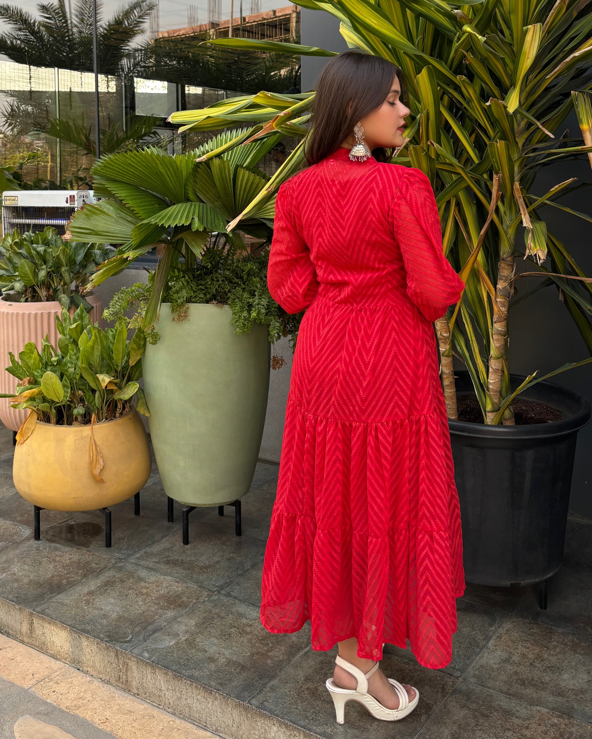 Women A Line Below Knee Jacket Dress With Trending Color For Casual Look And Partywear Look