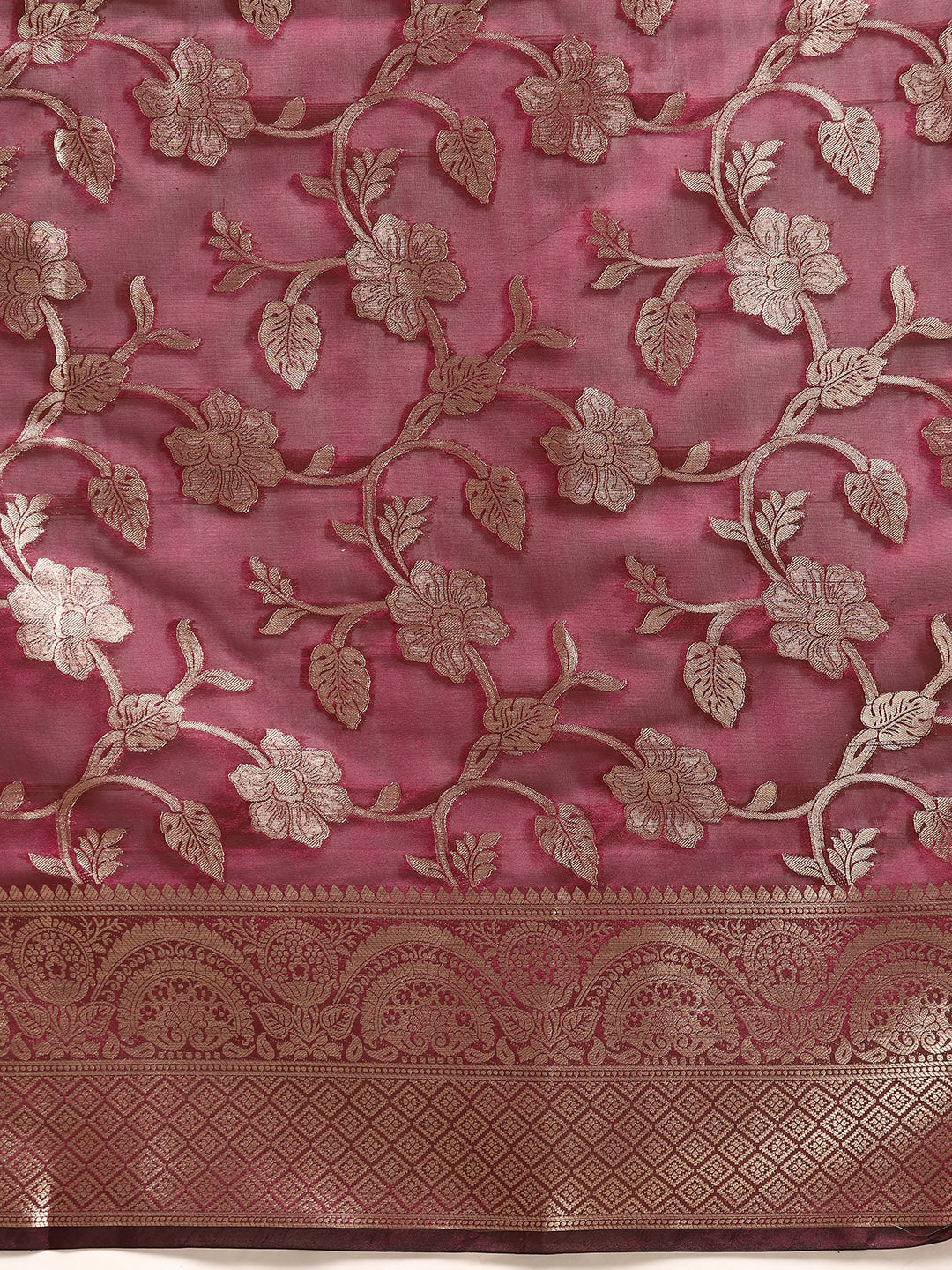 Bhanderi Fashion New Kanjeevaram Jaccard  Ethnic Motifs Zari Organza Saree With Brocade Blouse